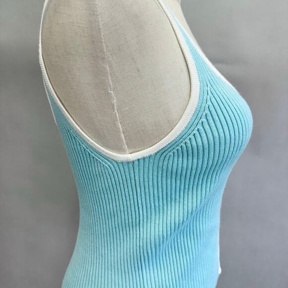 Abercrombie & Fitch Contrast Trim Cutout Tank turquoise & white Size Small NWT - Picture 10 of 13